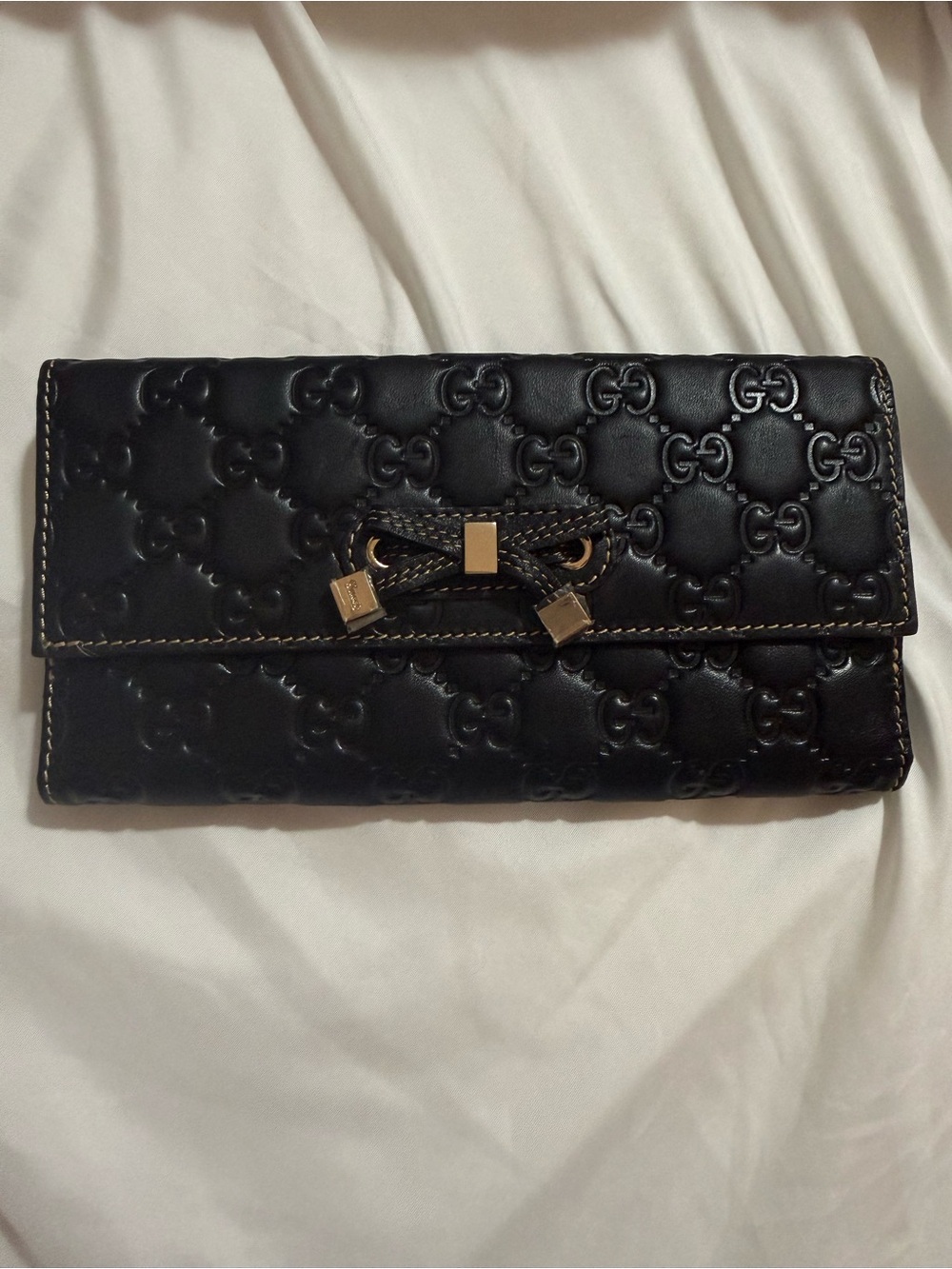 Gucci Guccissima Princy continental wallet with bow detail